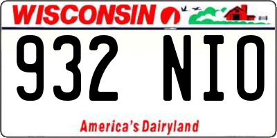 WI license plate 932NIO