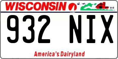 WI license plate 932NIX