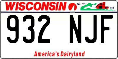 WI license plate 932NJF
