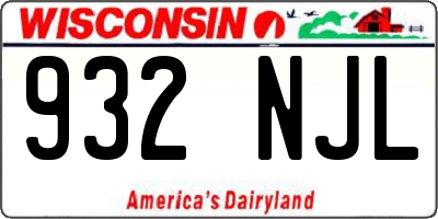 WI license plate 932NJL