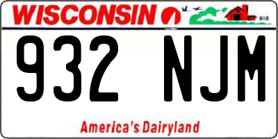WI license plate 932NJM