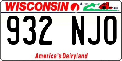 WI license plate 932NJO