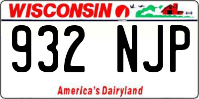 WI license plate 932NJP