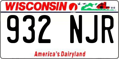 WI license plate 932NJR