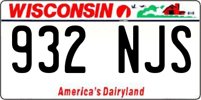 WI license plate 932NJS
