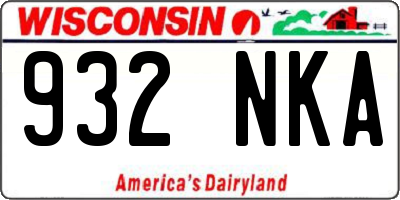 WI license plate 932NKA