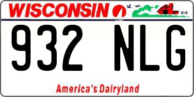 WI license plate 932NLG