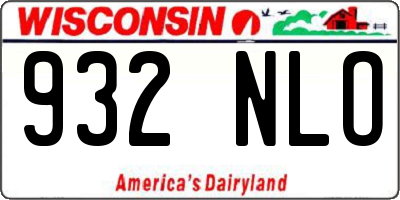 WI license plate 932NLO