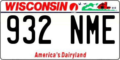 WI license plate 932NME