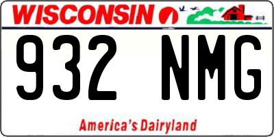 WI license plate 932NMG