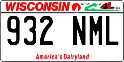 WI license plate 932NML
