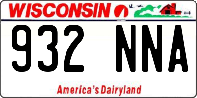 WI license plate 932NNA