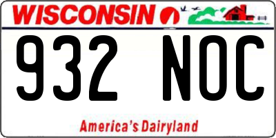 WI license plate 932NOC