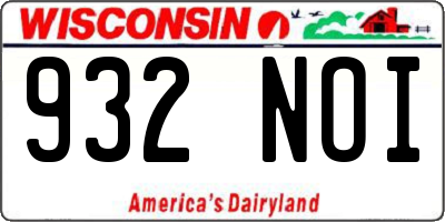 WI license plate 932NOI
