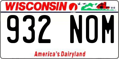 WI license plate 932NOM