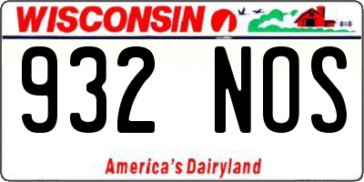 WI license plate 932NOS