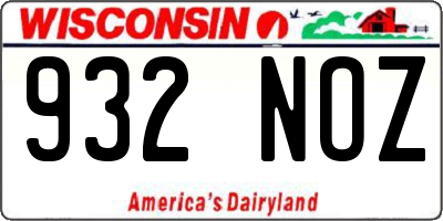 WI license plate 932NOZ