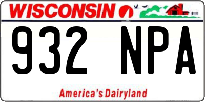 WI license plate 932NPA