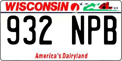 WI license plate 932NPB