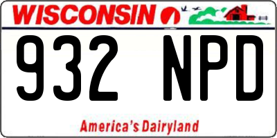 WI license plate 932NPD