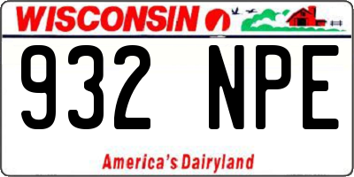 WI license plate 932NPE