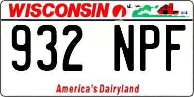 WI license plate 932NPF