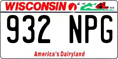 WI license plate 932NPG