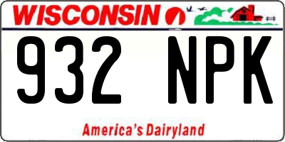 WI license plate 932NPK