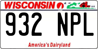 WI license plate 932NPL