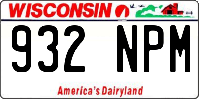 WI license plate 932NPM