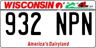 WI license plate 932NPN