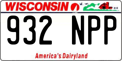 WI license plate 932NPP