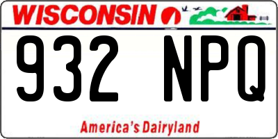 WI license plate 932NPQ