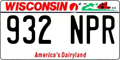 WI license plate 932NPR