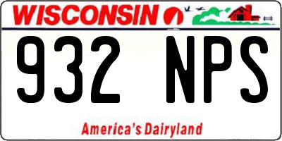 WI license plate 932NPS