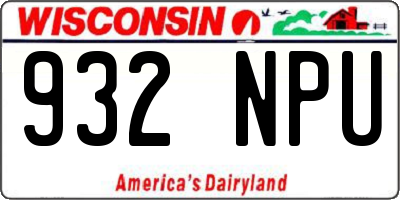 WI license plate 932NPU