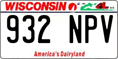 WI license plate 932NPV