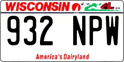 WI license plate 932NPW
