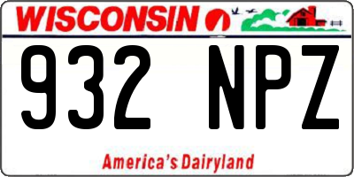 WI license plate 932NPZ