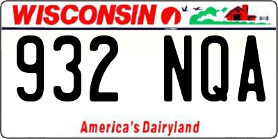 WI license plate 932NQA