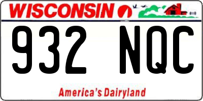 WI license plate 932NQC