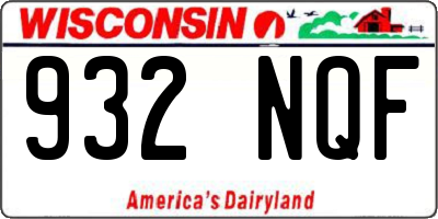 WI license plate 932NQF