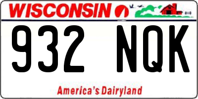 WI license plate 932NQK