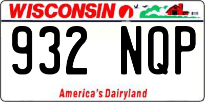 WI license plate 932NQP