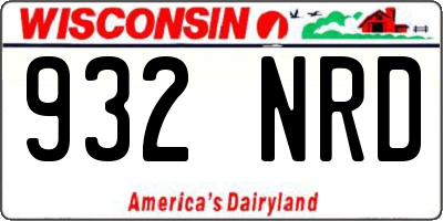 WI license plate 932NRD