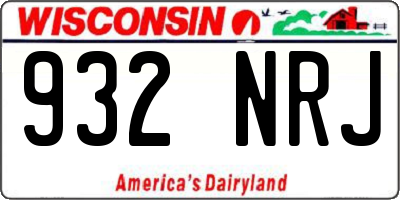 WI license plate 932NRJ