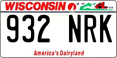WI license plate 932NRK