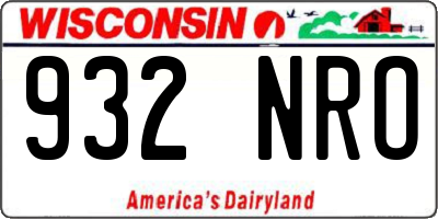 WI license plate 932NRO