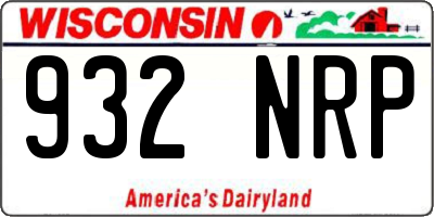 WI license plate 932NRP