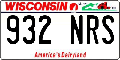 WI license plate 932NRS
